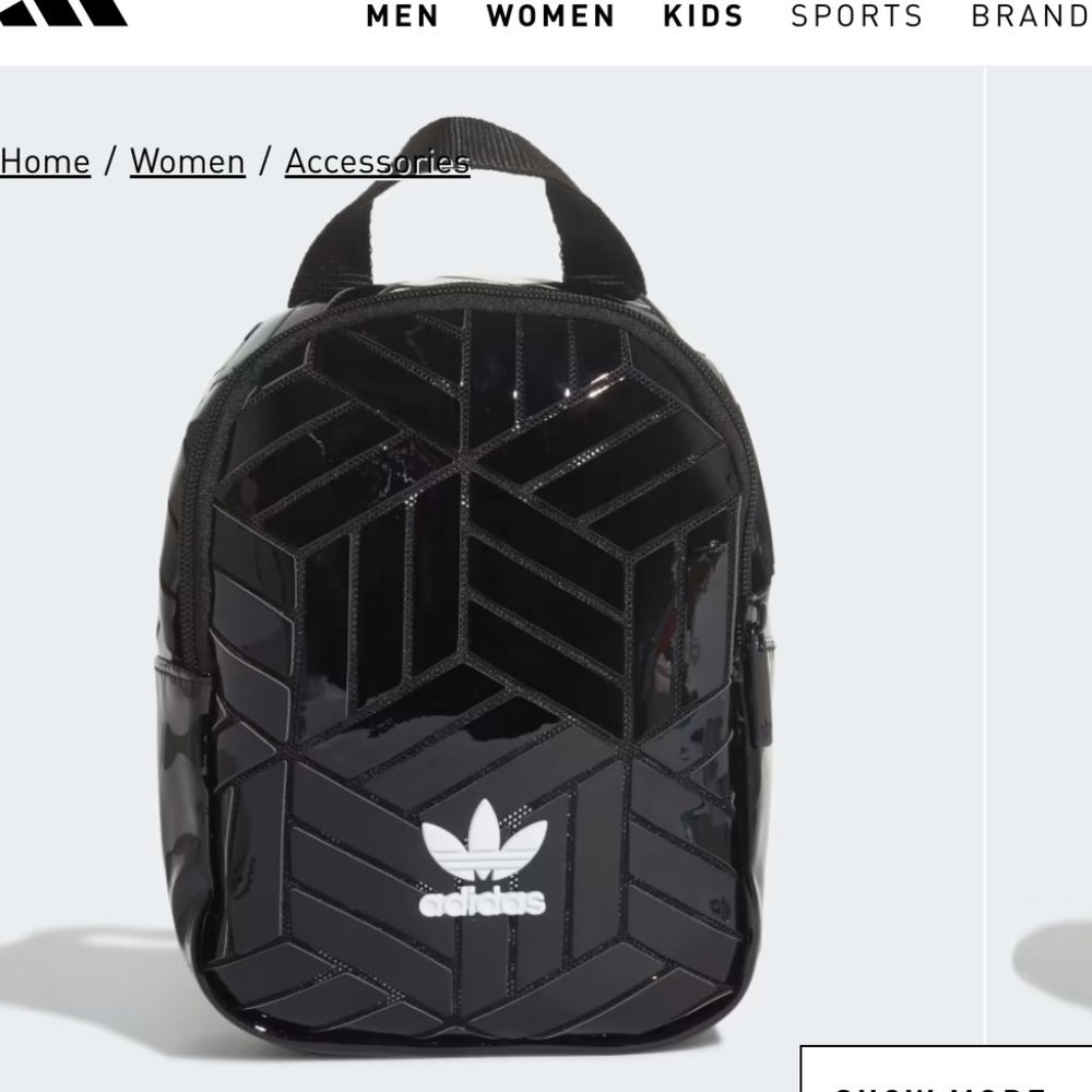 nwot Adidas Mini 3D Backpack Small Women's Black GLOSSY sold out